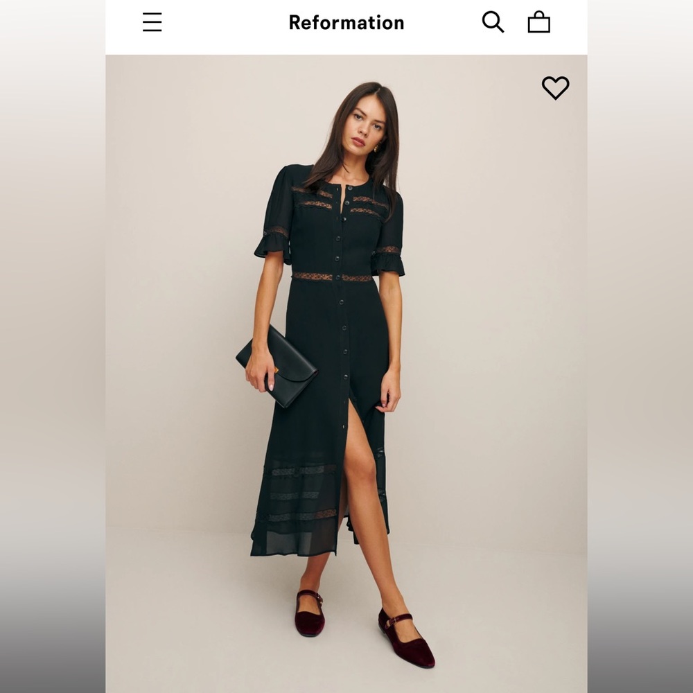 Reformation Woodsen Dress, Black size 4